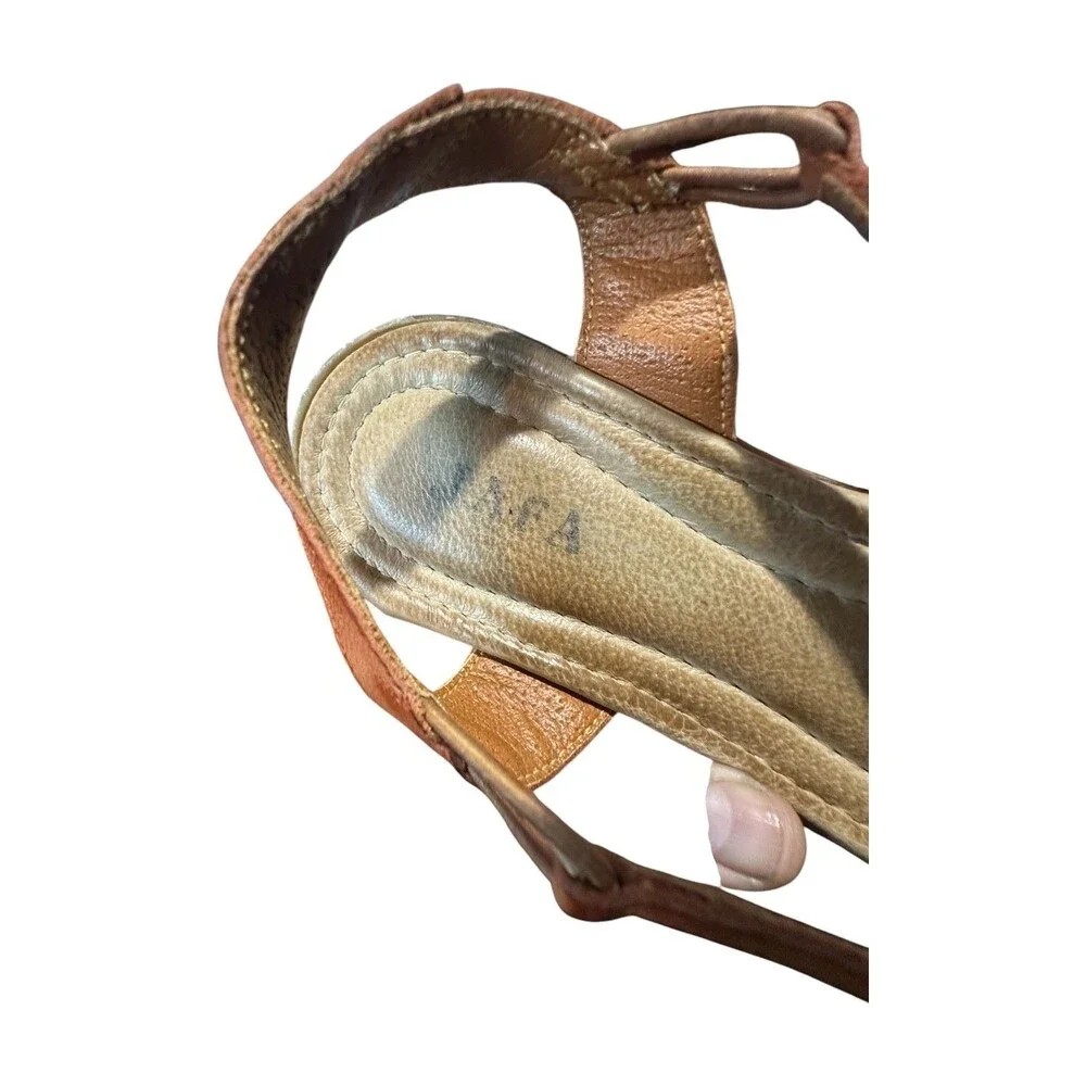 JAFA Sandals EU 40 US 9.5 Mary Jane Cut Out Floral Orange Leather Boho Boheim